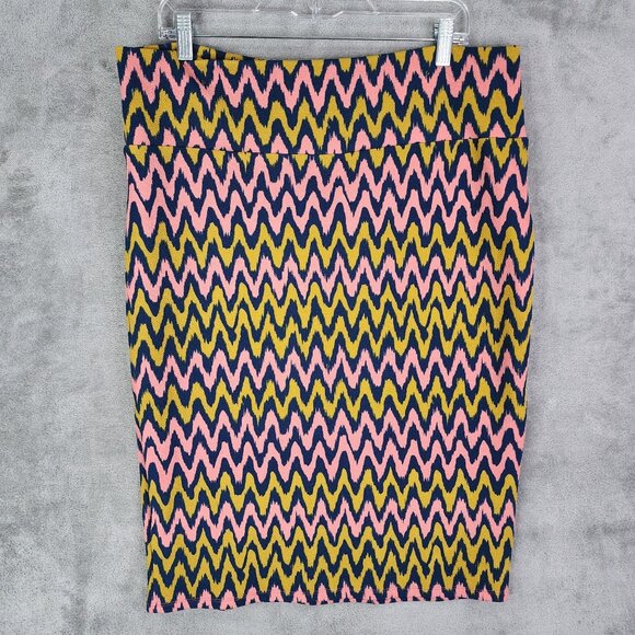 Womens LuLaRoe Pencil Skirt Chevron Pattern Multicolor Size 2XL - Picture 6 of 11